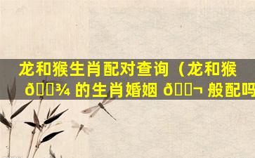 龙和猴生肖配对查询（龙和猴 🌾 的生肖婚姻 🐬 般配吗）
